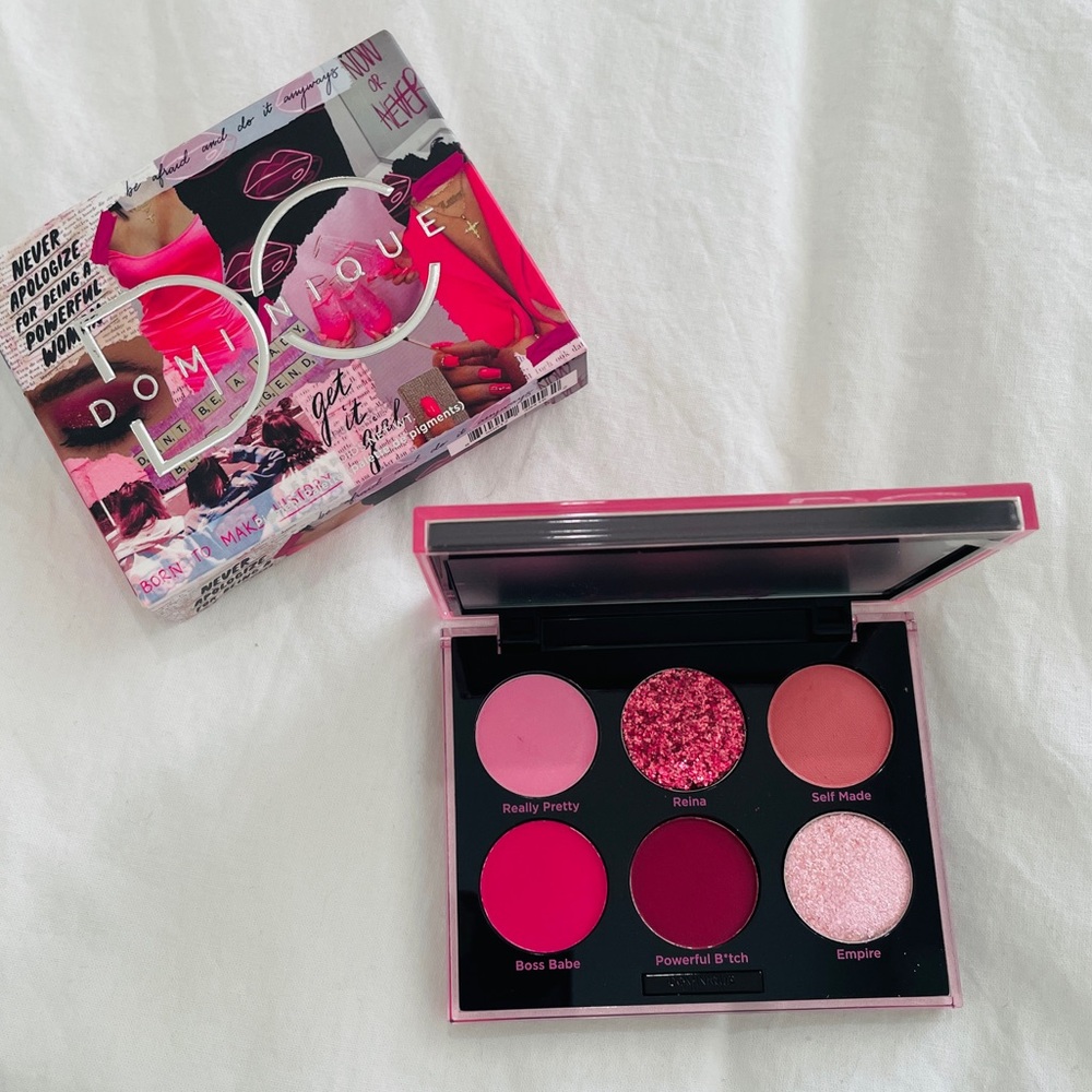 Dominique Cosmetics Now or Never Eyeshadow Palette 6 Shades Pink Berry Glitter